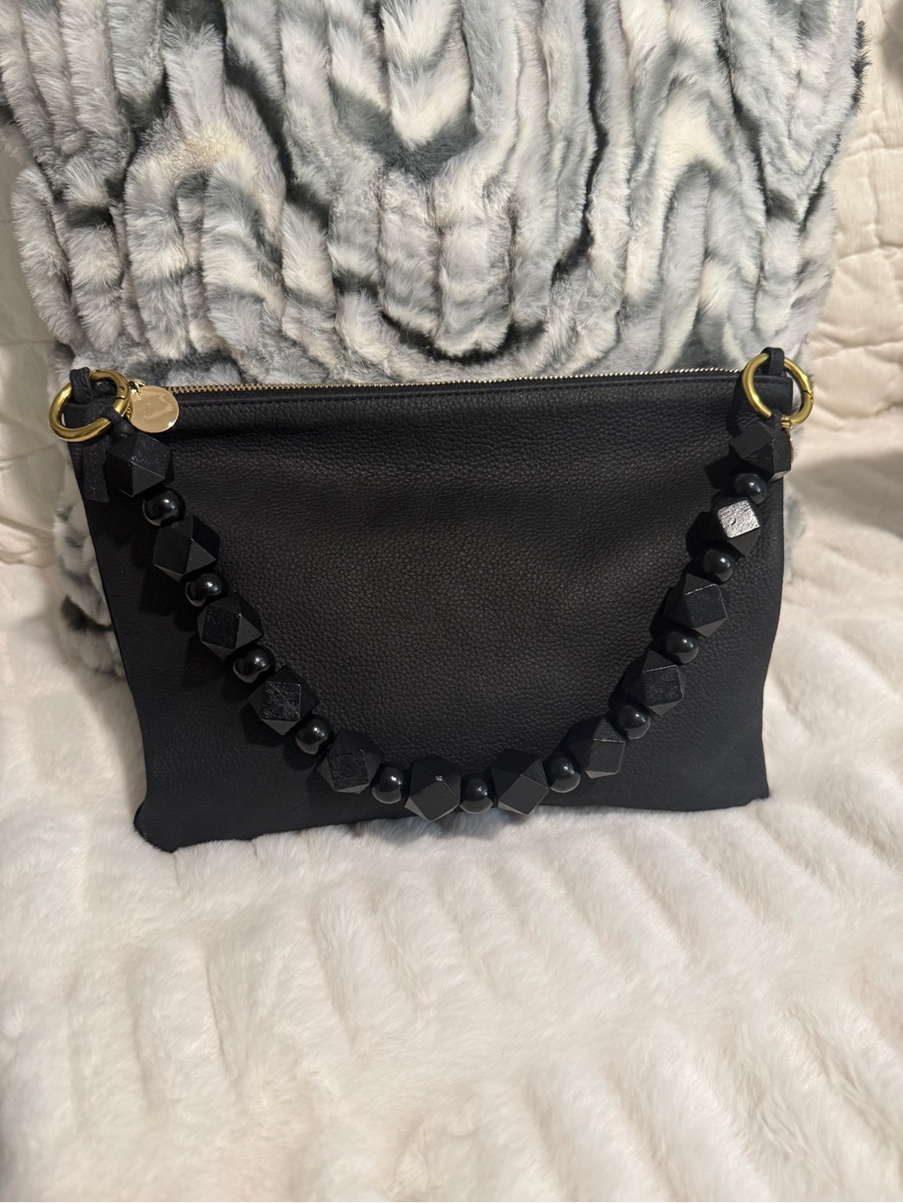 Clare V Black Leather  Clutch with Gold Hardware add any strap